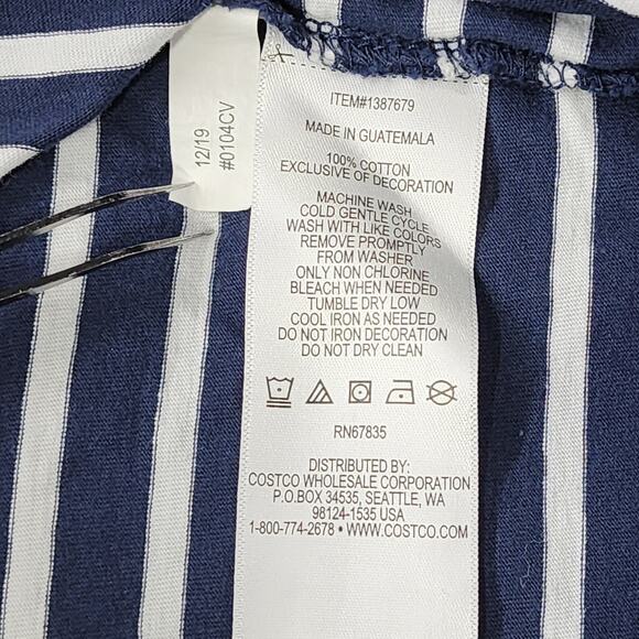 Nautica Top Womens L Blue White Striped Knot Short Sleeves Tee Cotton Casual - Picture 5 of 10